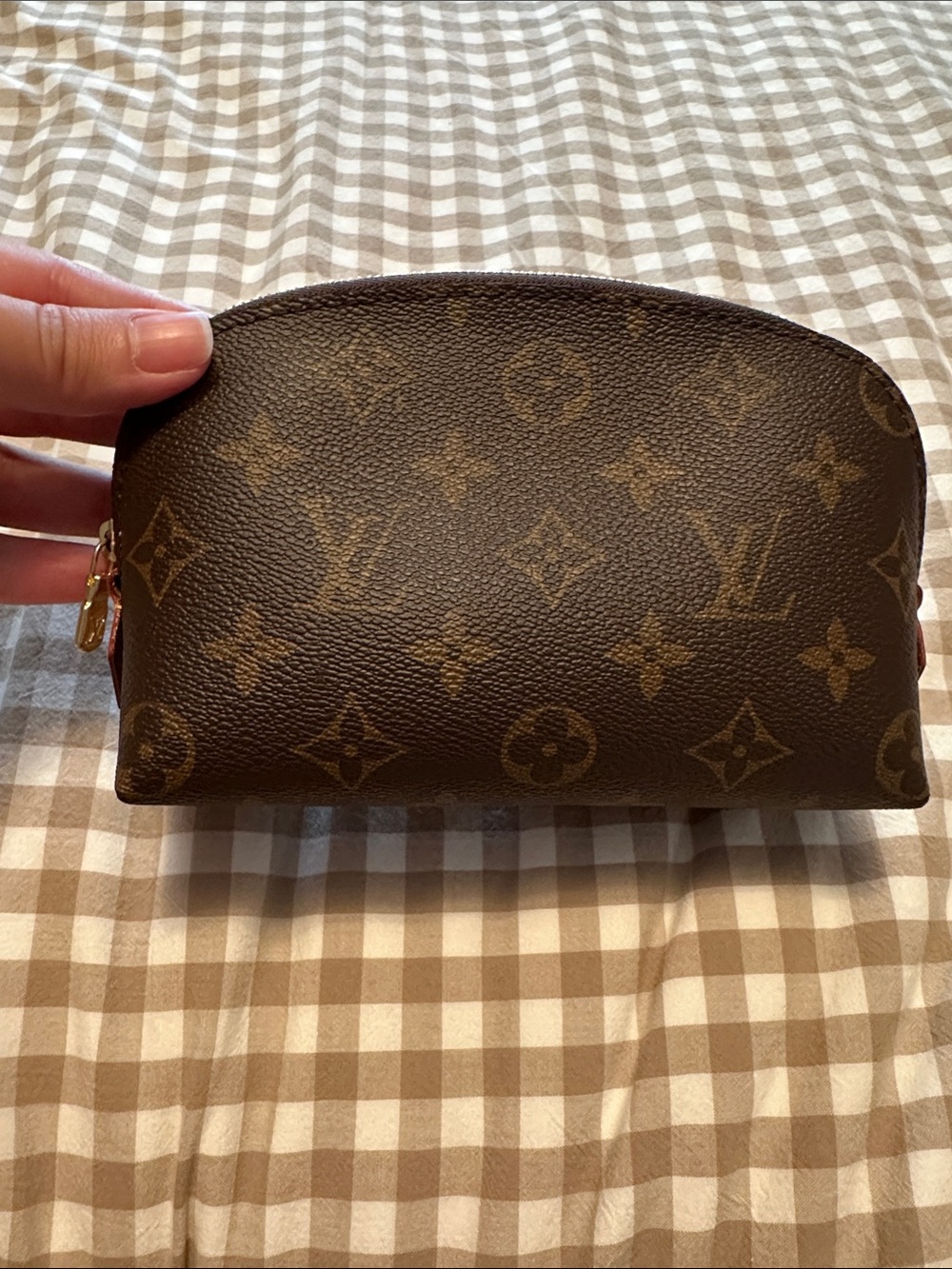 Louis Vuitton Brown Monogram Pouch with Gold-Tone Zip